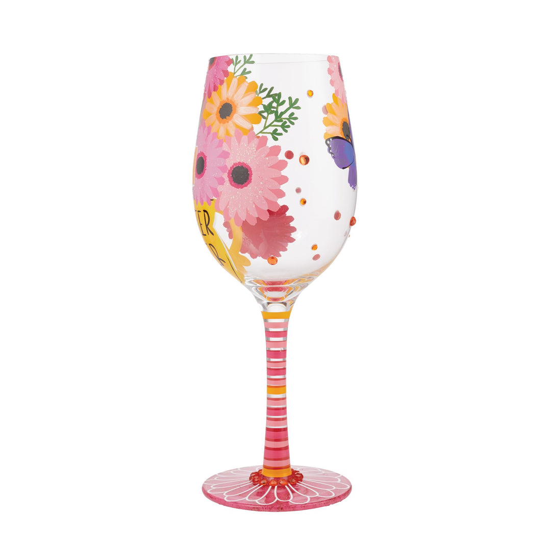 "Best Sister Ever" Hand-Painted Wine Glass, 15 oz.