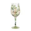 "Bouquet in Bloom" Hand-Painted Wine Glass, 15 oz.