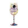 "Hats off to the Grad" Hand-Painted  Wine Glass, 15 oz.