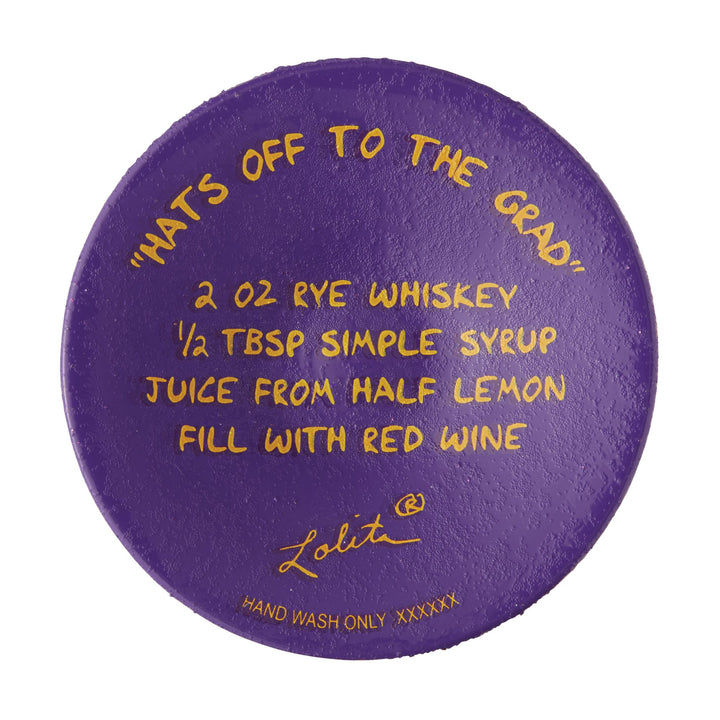 "Hats off to the Grad" Hand-Painted  Wine Glass, 15 oz.