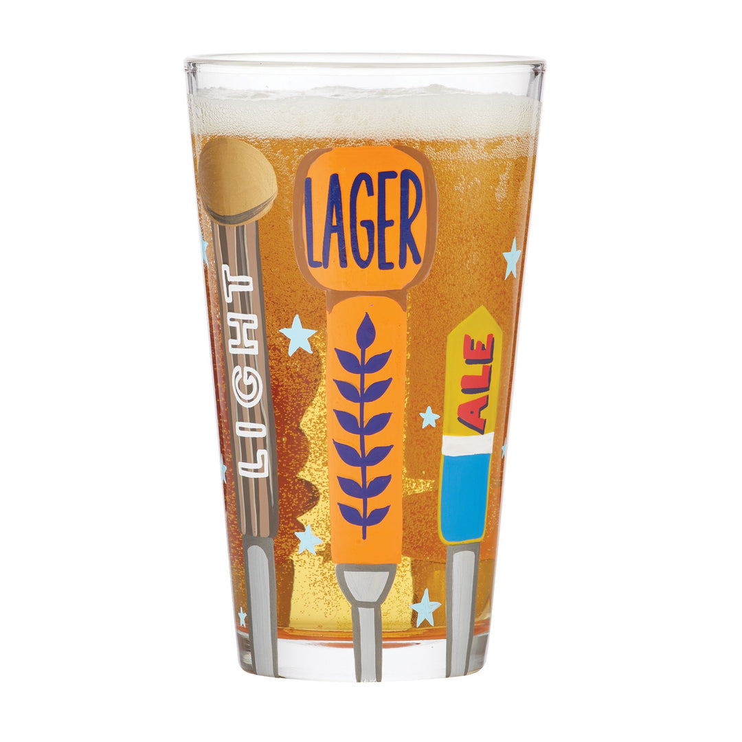 On Tap Hand-Painted Beer Glass, 16 oz.