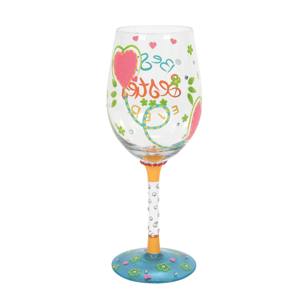 Best Besties Ever Hand-Painted Wine Glass, 15 oz.