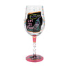 Happy Hour Hand-Painted Wine Glass, 15 oz.