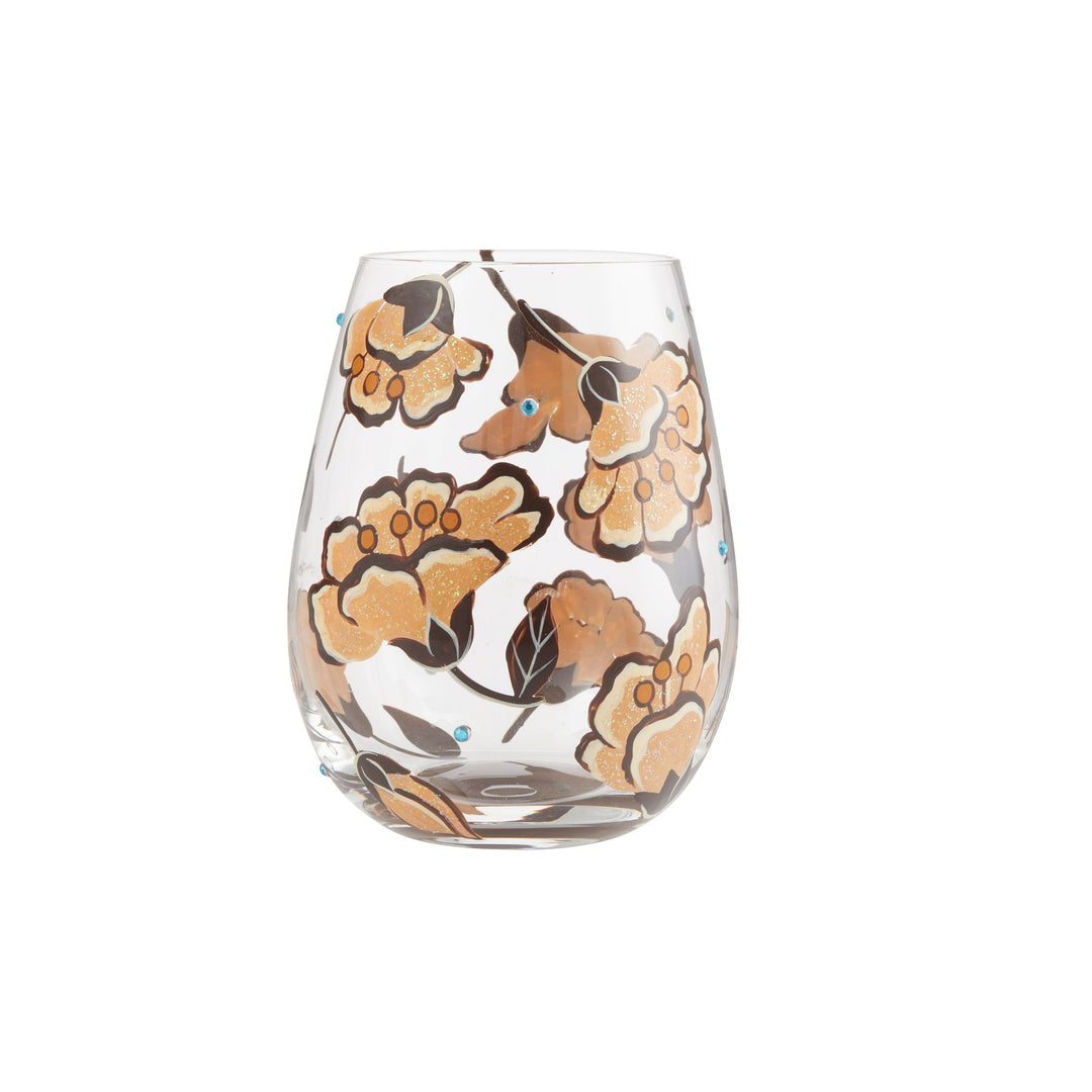 Jungle Beauty Hand-Painted Stemless Wine Glass, 20 oz.