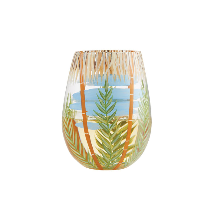 My Palapa Hand-Painted Stemless Wine Glass, 20 oz.