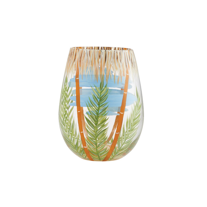 My Palapa Hand-Painted Stemless Wine Glass, 20 oz.