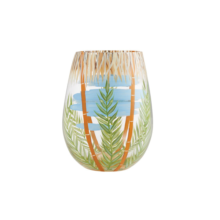 My Palapa Hand-Painted Stemless Wine Glass, 20 oz.