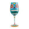 Calavera Sugar Skull Hand-Painted Wine Glass, 15 oz.