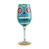 Calavera Sugar Skull Hand-Painted Wine Glass, 15 oz.