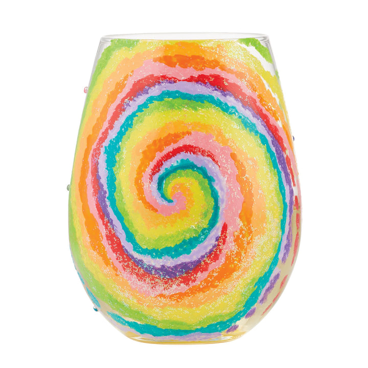 Tie Dye Hand Painted stemless wine glass