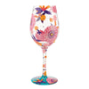 Funky Florals Hand Painted wine glass