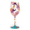 Funky Florals Hand Painted wine glass