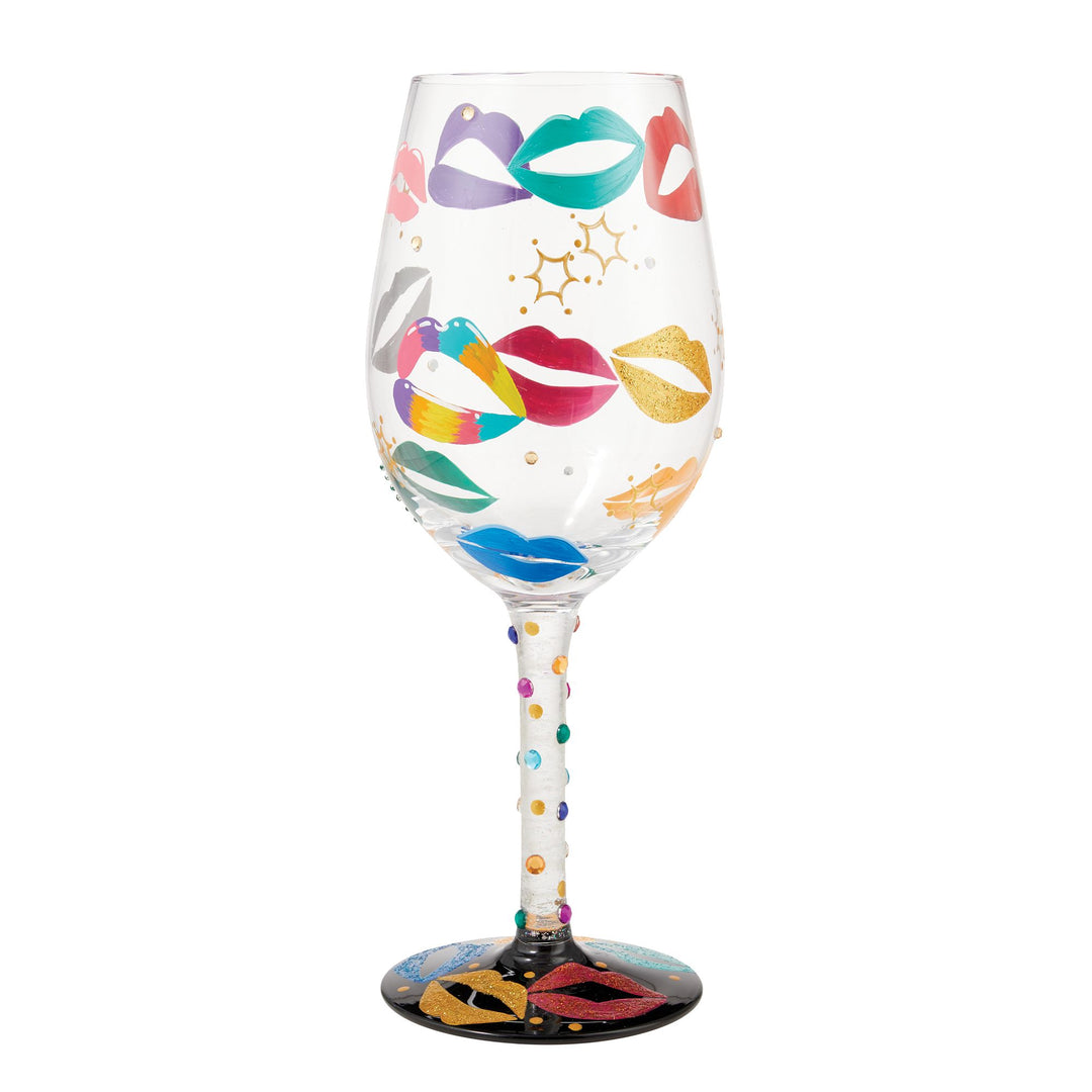 Made for Kissing Hand Painted wine glass