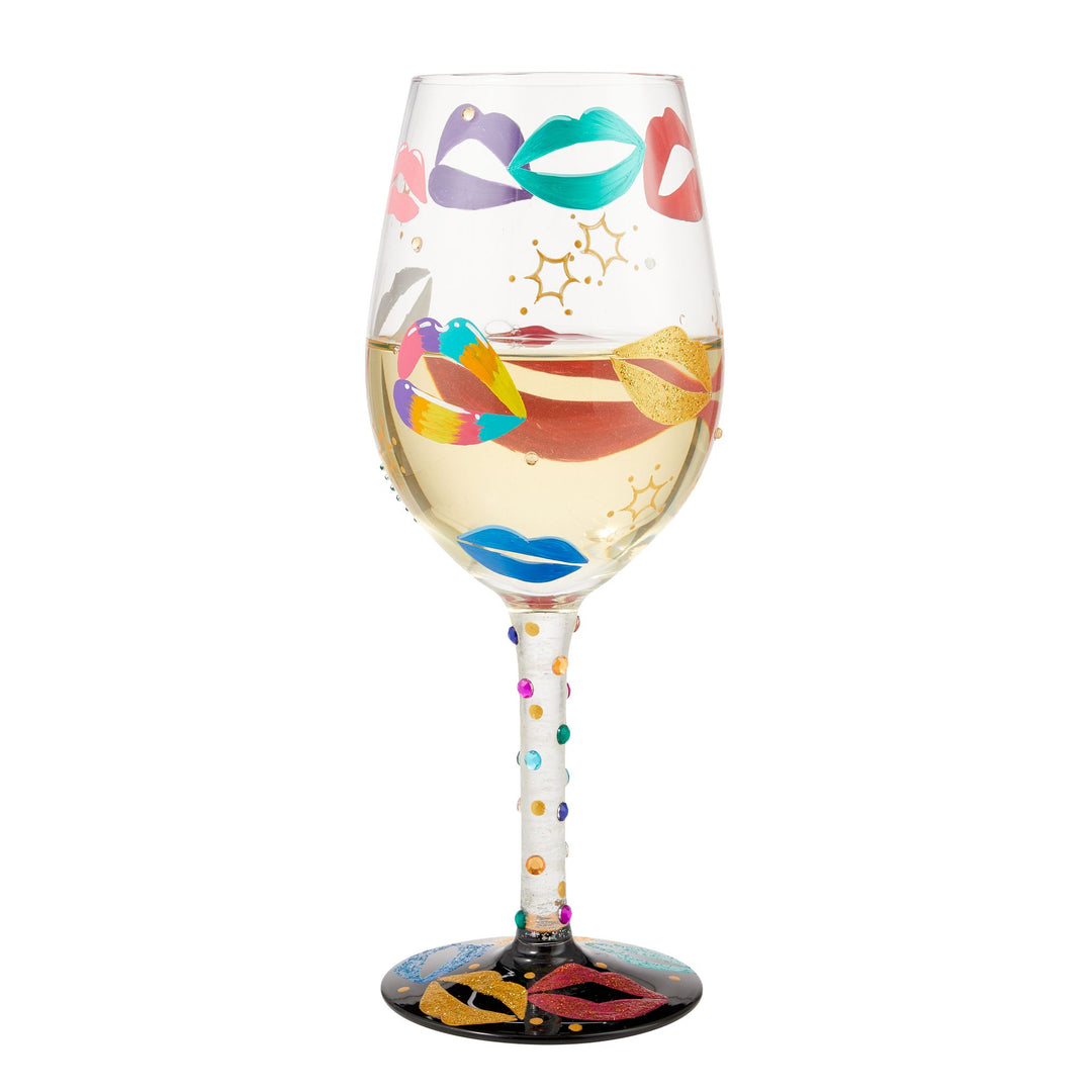 Made for Kissing Hand Painted wine glass