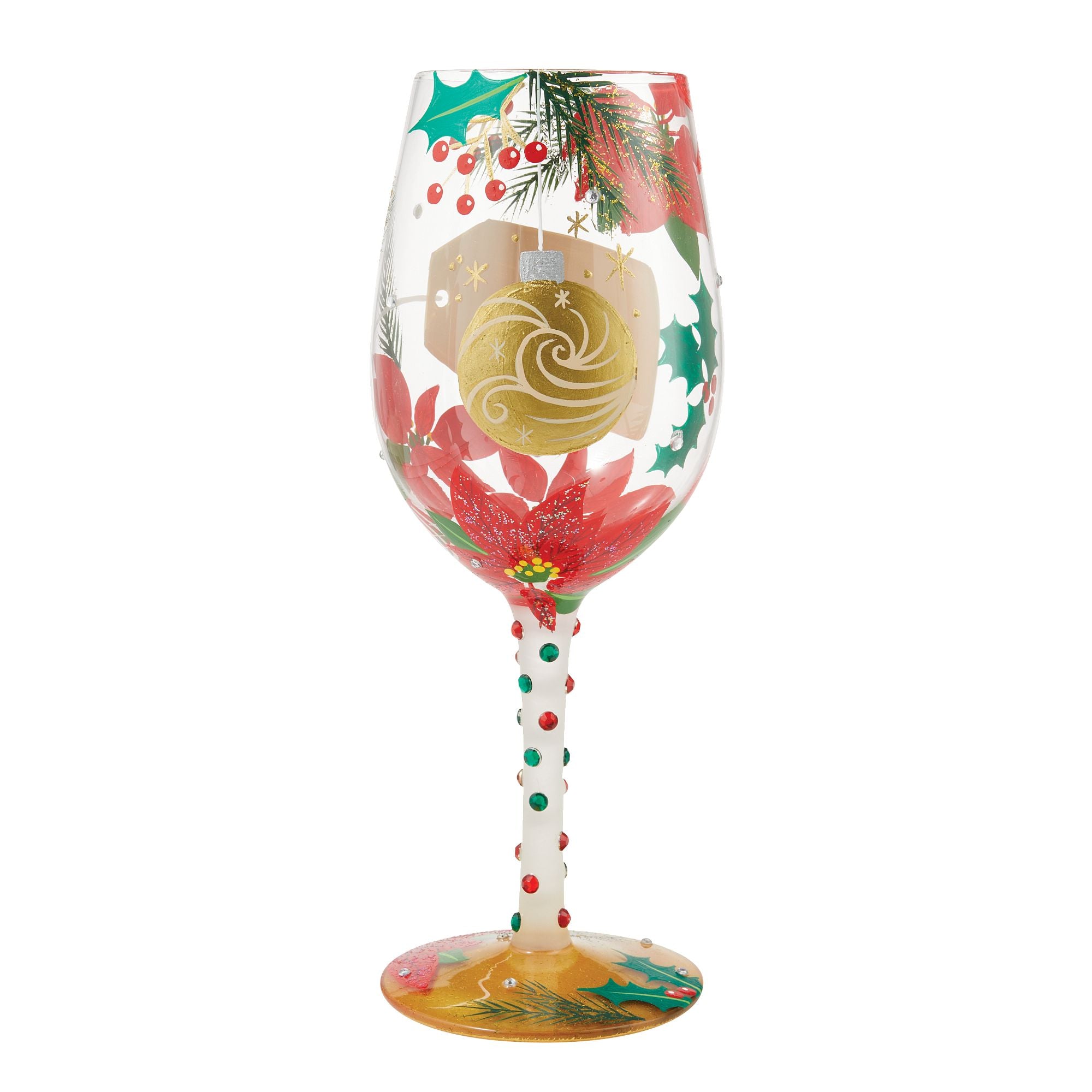 Pretty as a Poinsettia Wine Glass by Lolita