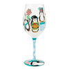 Penguins and Presents Hand Painted wine glass