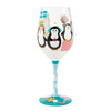 Penguins and Presents Hand Painted wine glass