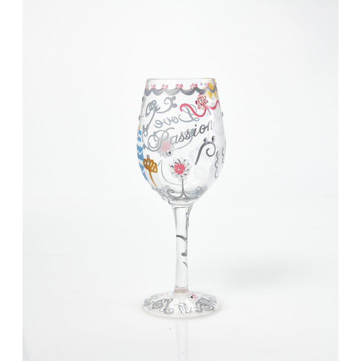 Lolita Bride Hand Painted Wine Glass, Dress Pattern