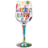 Birthday Bash Hand-painted Artisan Wine Glass, 15 oz.