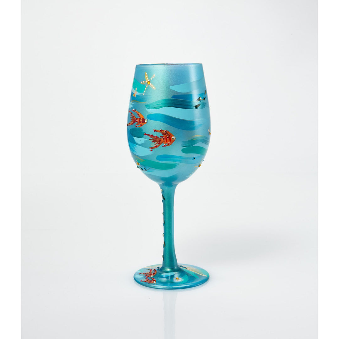 Mermaid Hand-painted Artisan Wine Glass, 15 oz.