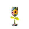 Wildflowers Hand-painted Artisan Wine Glass, 15 oz.