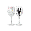 Lolita Bride and Groom Artisan Made Hand Painted Wine Glass Set