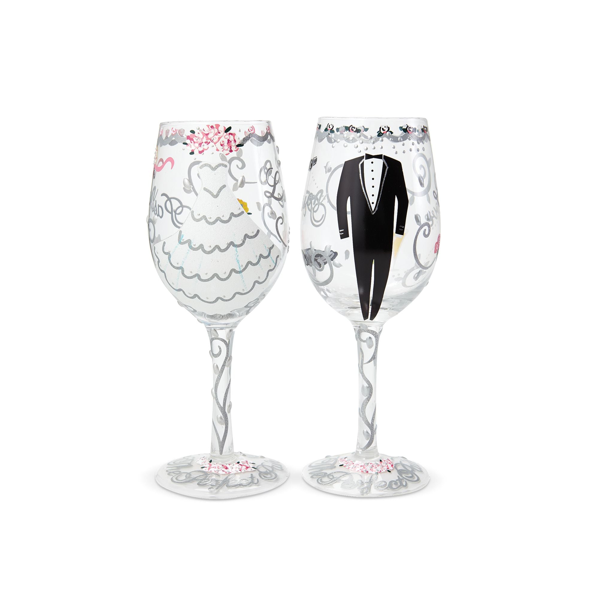 Lolita Happy Birthday Balloons and Streamers Handpainted Wine Glass, 15 oz.